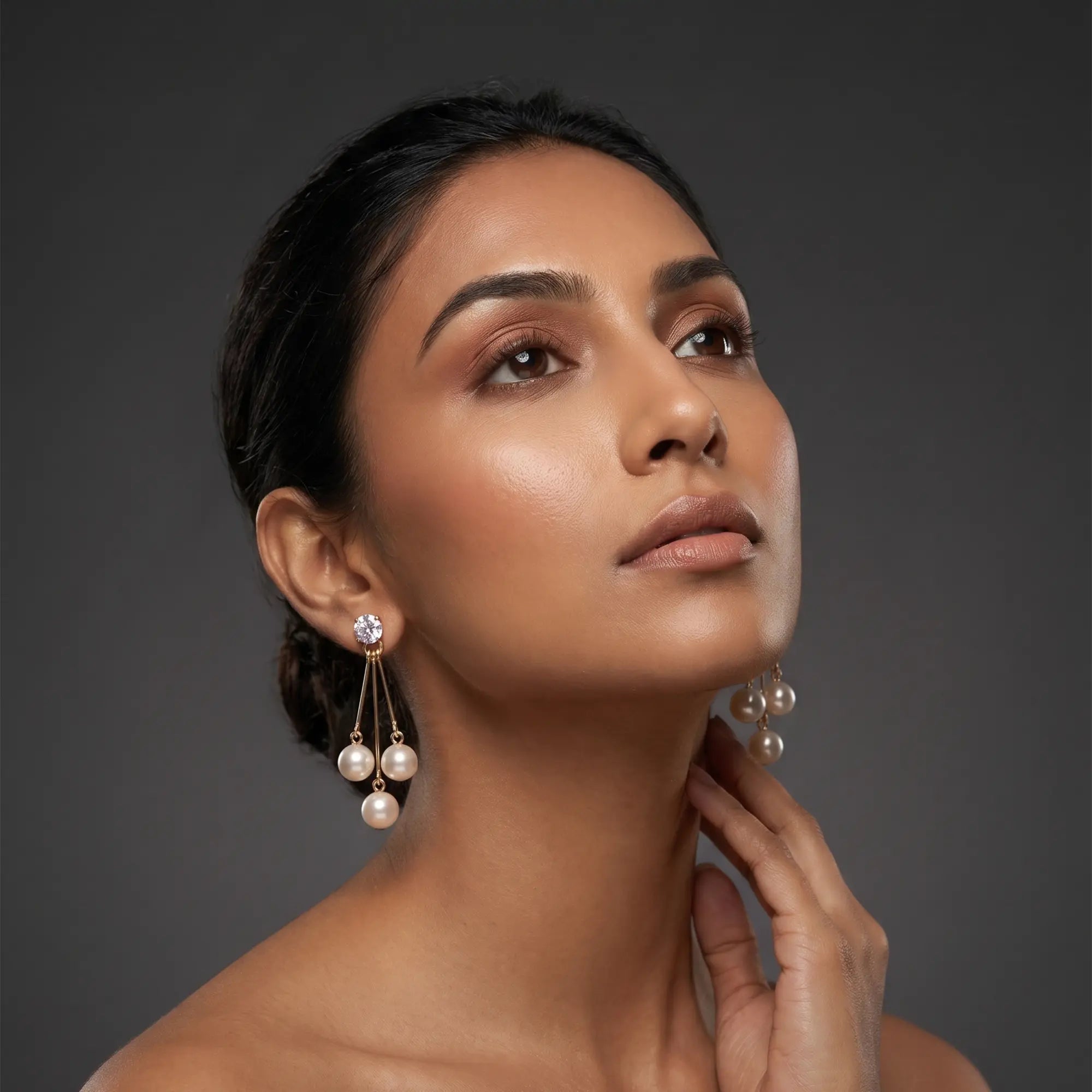Astra Trinity Drops | Elegant Pearl Drop Earrings for Women