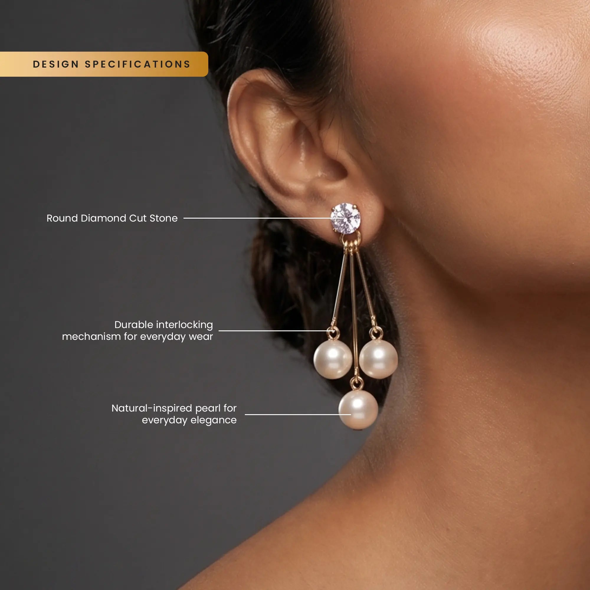 Astra Trinity Drops | Elegant Pearl Drop Earrings for Women