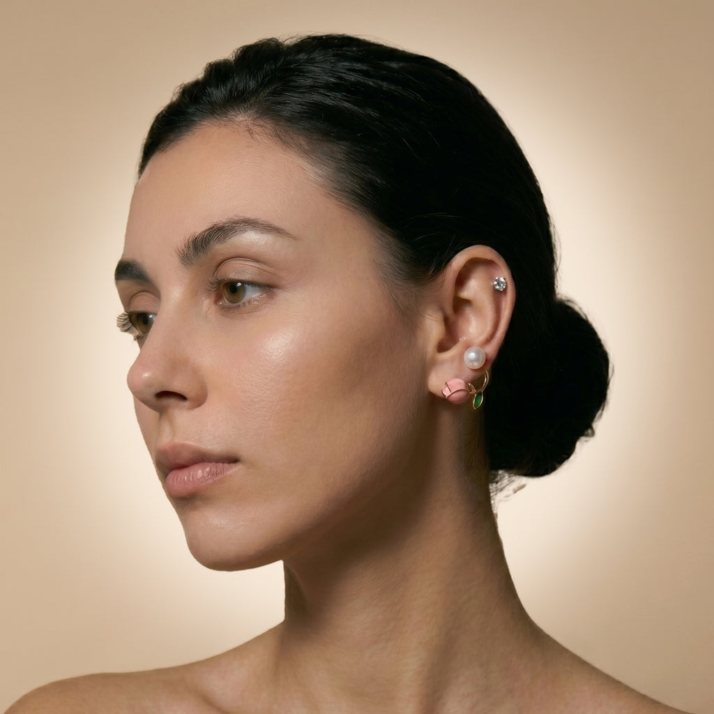 Tulip Pearl Glow | Pink Tulip & Pearl Earrings for Women