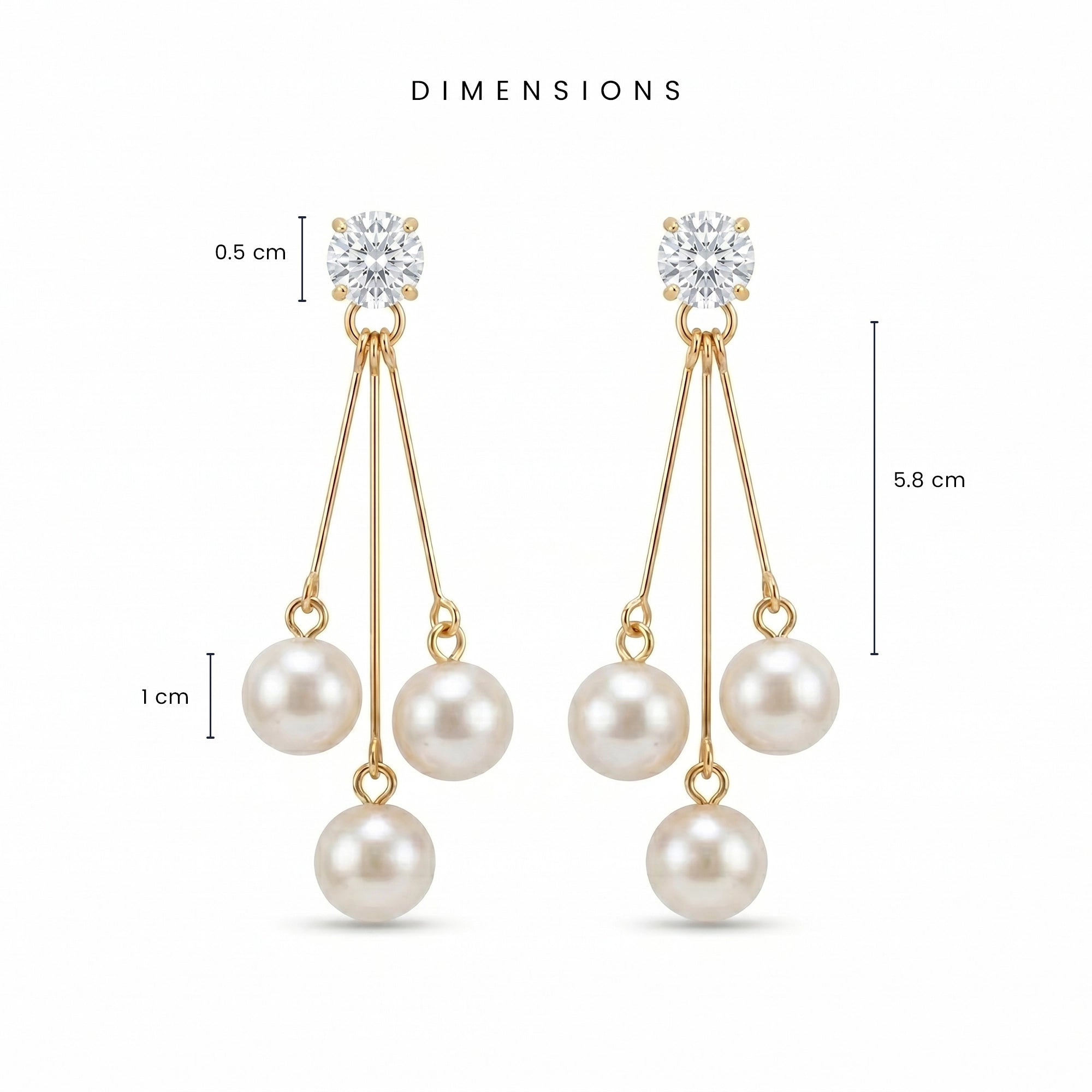 Astra Trinity Drops | Elegant Pearl Drop Earrings for Women