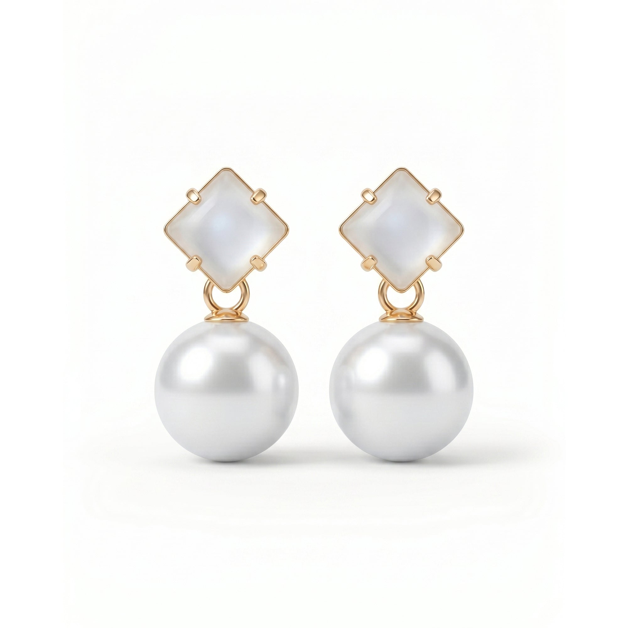 Moon Pearl Drop | Elegant Pearl Stud Earrings for Women