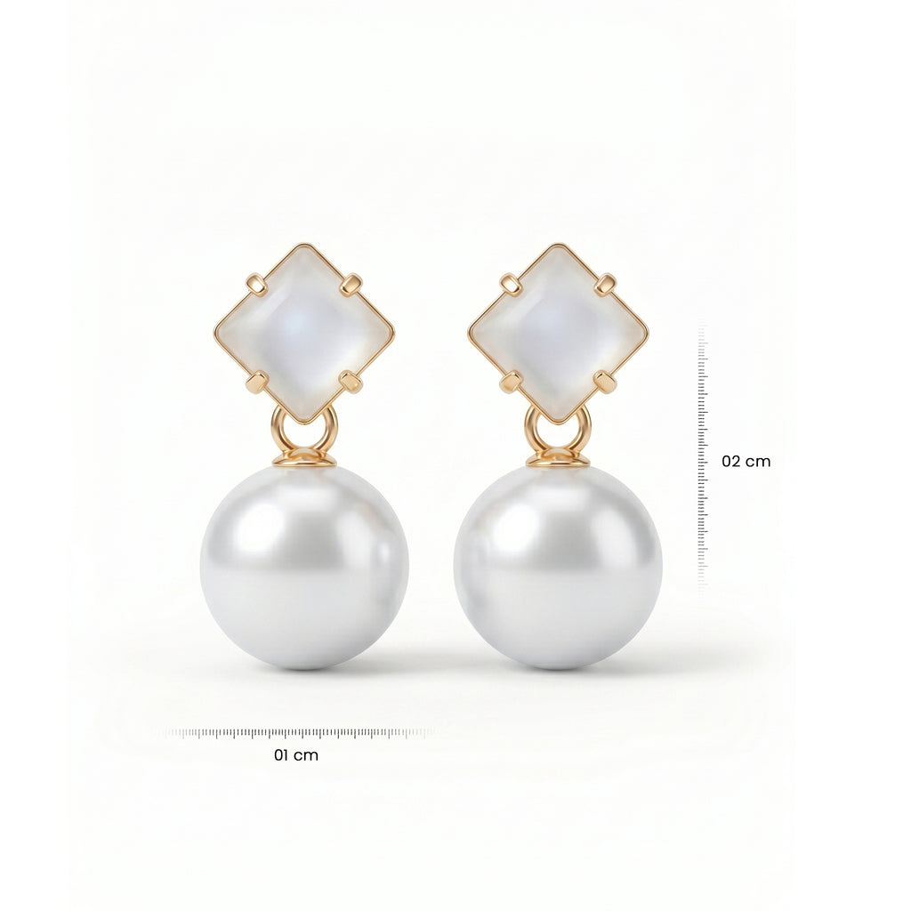 Moon Pearl Drop | Elegant Pearl Stud Earrings for Women