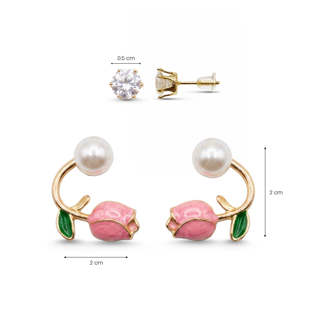 Tulip Pearl Glow | Pink Tulip & Pearl Earrings for Women